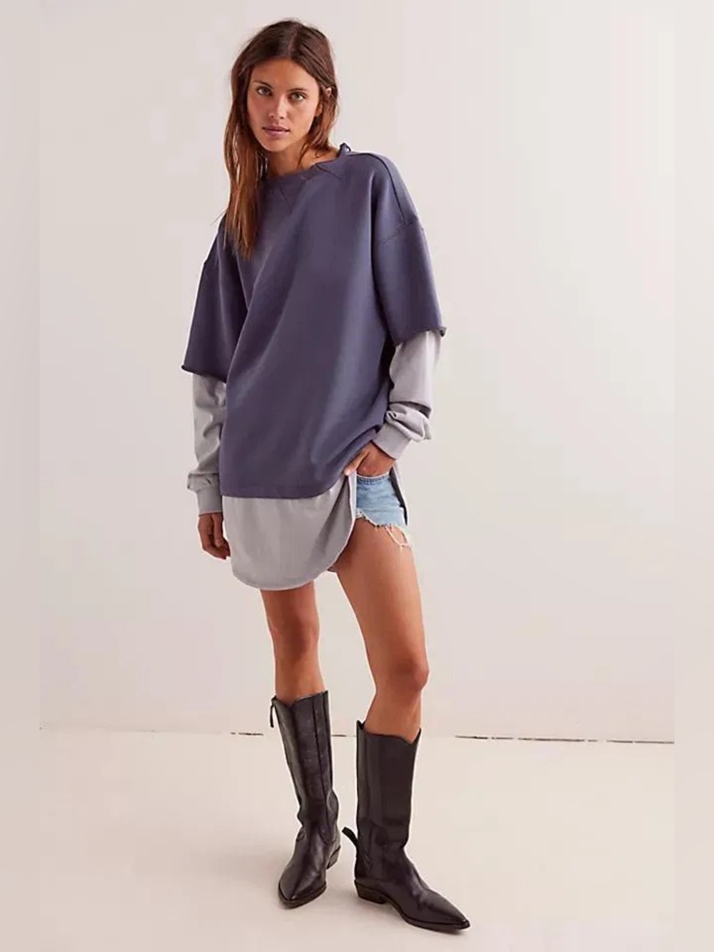 We The Free - Skater Boy Twofer Pullover Size Small Oversized